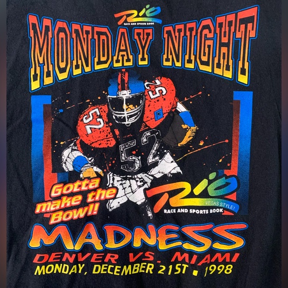 Vintage Rio Sportsbook Monday night madness football T-Shirt 1998 - Picture 3 of 4